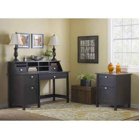 - Bush Broadview Computer Desk with 2 Drawer File Cabinet in Espresso