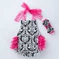 thumbnail image 2 of Toddler Girl Outfits 66 For 0 Months-6 Months Halter Bodysuit Rose Prints Lace Fashion With Headbs Baby Rompers Girl, 2 of 4