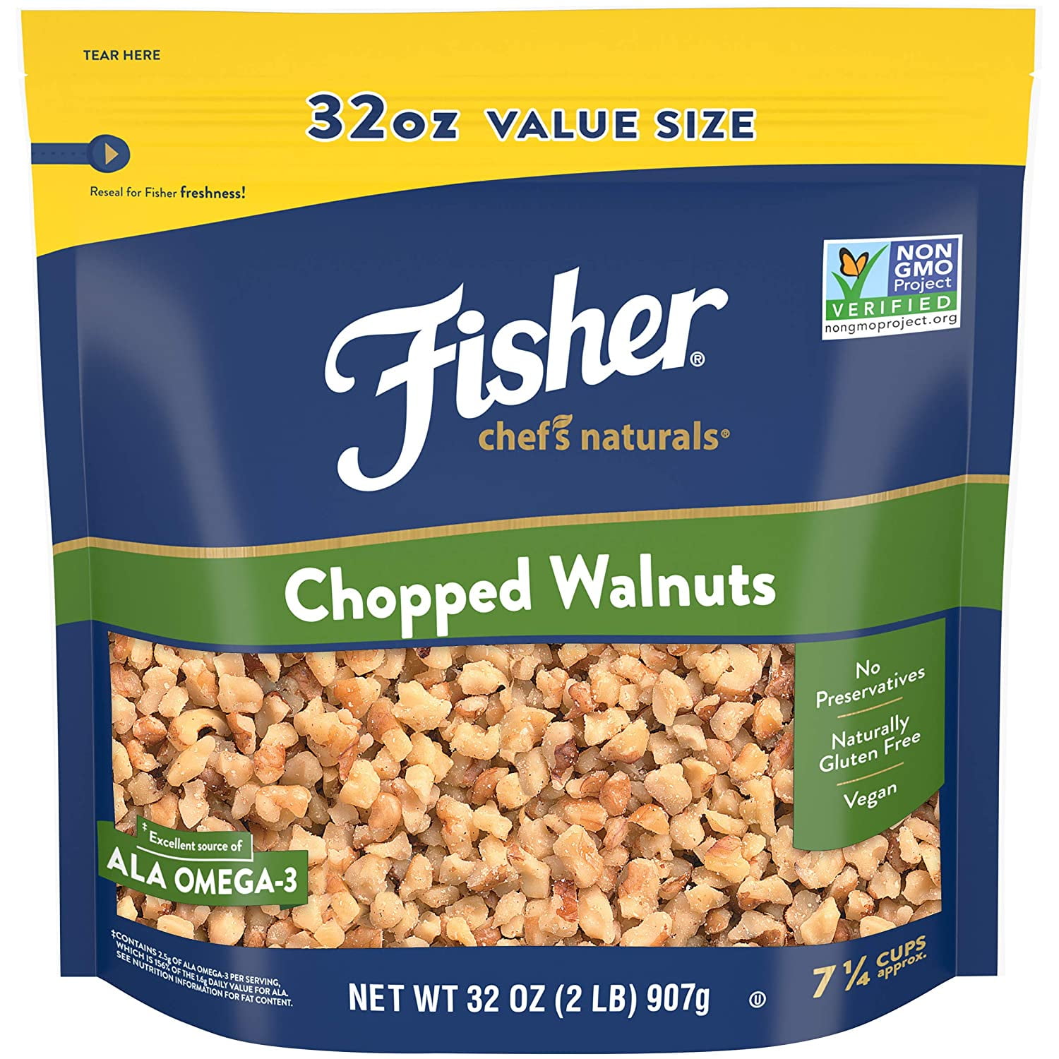 FISHER Chef's Naturals Chopped Walnuts, 32 oz, Naturally Gluten Free