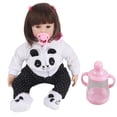 thumbnail image 1 of Muñeca realista de silicona suave de 48 cm/19 pulgadas para niñas, juguete para jugar a las casitas, ropa de panda de 48 cm, 1 of 13