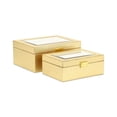 thumbnail image 5 of Pemberly Row Vinyl Woven Pattern Mirrored Box Set of 2 in Gold, 5 of 10