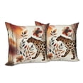 thumbnail image 4 of Ambesonne Leopard Throw Pillow Cover Pack of 2, Wild Autumn Woodland Art, 2 Pcs-18"x18", Burnt Sienna Amber and Grey, 4 of 5
