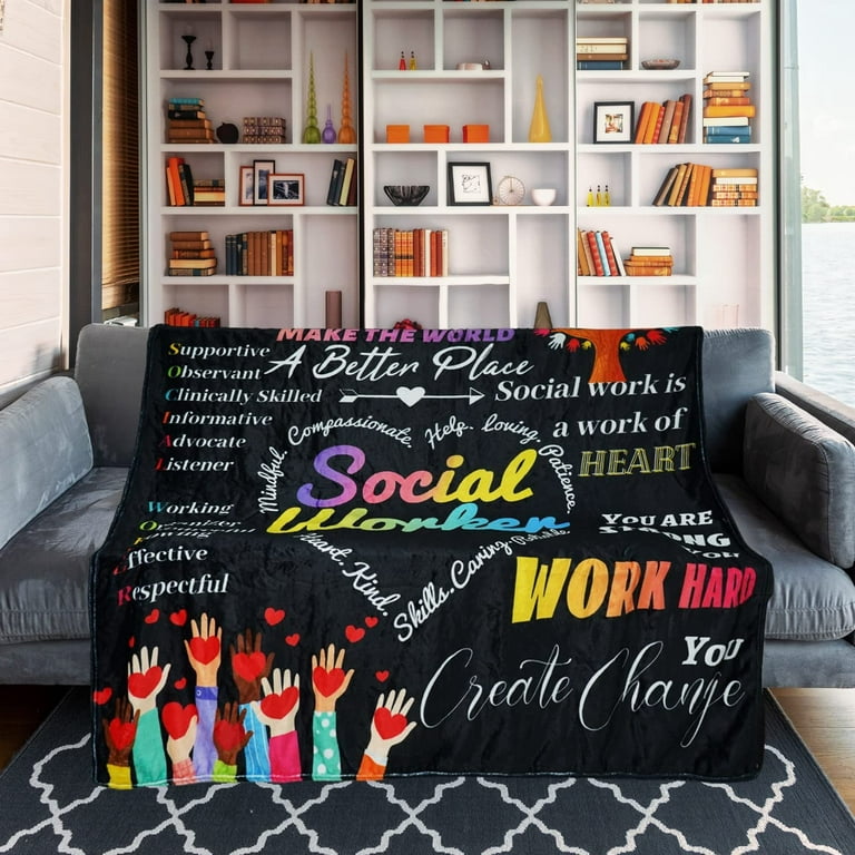 Social Worker Gifts for Women Office, Social Worker Appreciation Gifts,  Graduation Gift for BSW, MSW, DSW, Social Work Month Gifts for Social  Workers, Thank You Gifts for Social Worker Blanket 60x50 
