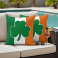 thumbnail image 5 of St Patrick Day Pillow Covers 2 Pack Vintage Green White Orange Irish Flag Green Shamrock Pillowcase Waterproof Outdoor Throw Pillow Cover for Patio Garden Square Cushion 20”x20”, 5 of 9