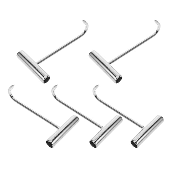 Raindrops 5pcs Stainless Steel T Hooks T-Handle Meat Boning Hook Manhole Lifting Tool Roll Up Door Lifting Hook For Kitchen Restaurant Bbq Tool
