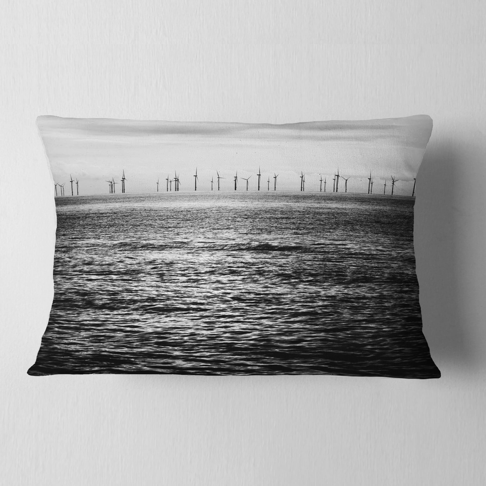 Designart 12" x 20" Black Polyester Throw Pillow