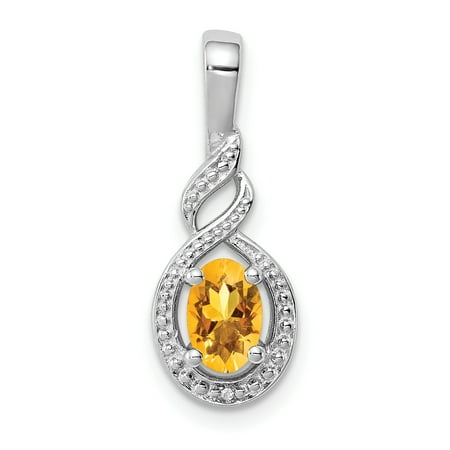 Silver Birthstone Charm 925 Sterling Silver Yellow Citrine Diamond Pendant Charm Necklace Set Birthstone November Gifts For Women For Her ()