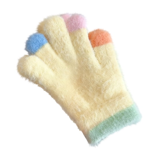 MeetoTime Kids Winter Gloves Colorful Fleece-Lined Warm Thickened Cold Weather Outdoor Stretch Gloves for Boys Girls 4-10 Years