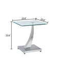 thumbnail image 3 of 23.6" Modern Glass End Table, Square Sofa Side Coffee Table with Mirrored Stainless Steel Base for Living Room, Home Office., 3 of 6