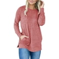 thumbnail image 2 of Uhndy Ladies Tunic Long Sleeve Crew Neck Top，Long Sleeve Oversized Vintage Plaid Pullover V Neck Top-LQ, 2 of 4