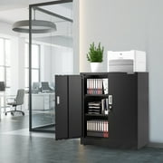WORKPRO 37x31.5x15.75 Small Metal Garage Storage Cabinet with Locking Doors and 3 Adjustable Shelves, for Tools, Office, Home, Shops, Black