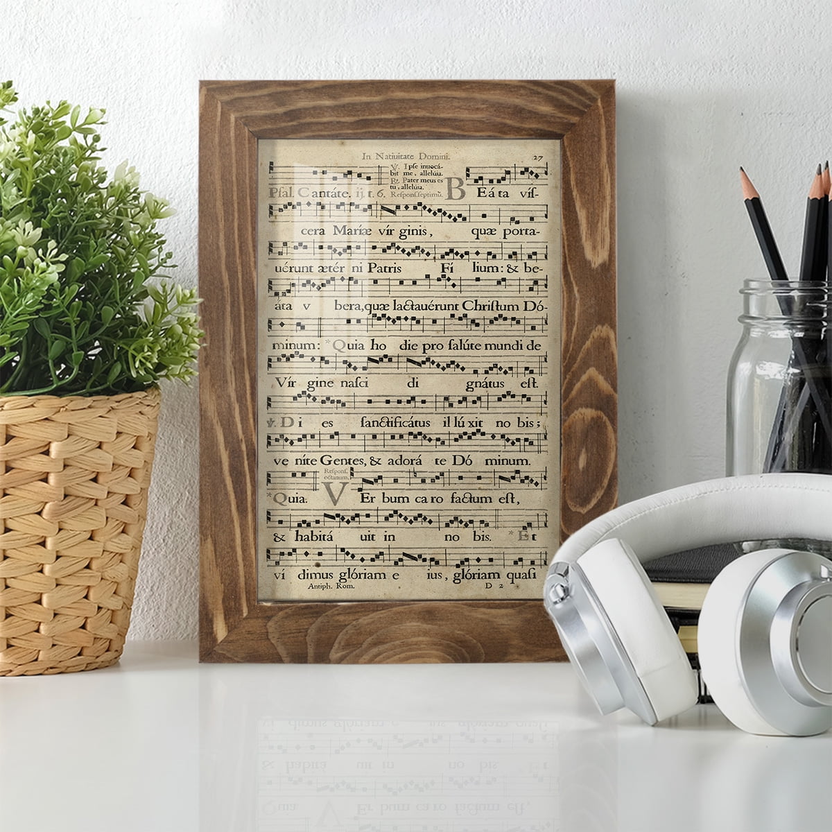 Vellum Songbook IV -Framed Print w/glass-Walnut