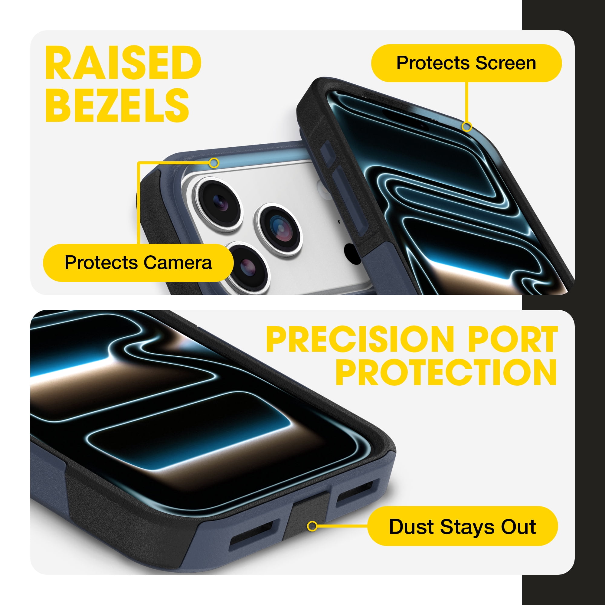 OtterBox iPhone 17 Pro (Only) – Commuter Series Case – Built-In MagSafe – Thin, Dual-Layer, Pocket-Friendly, Port Cover –  Midnight Sky (Blue/Black)