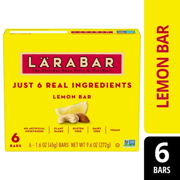 Larabar Lemon Bar, Gluten Free Vegan Fruit & Nut Bar, 1.6 oz Bars, 6 Ct