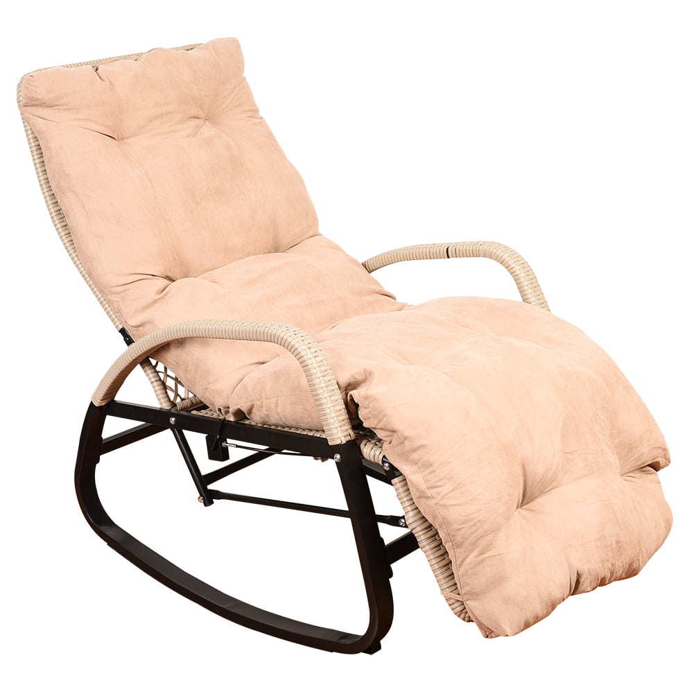 Sundale Outdoor Indoor Wicker Rattan Rocking Chair with Cushion Zero