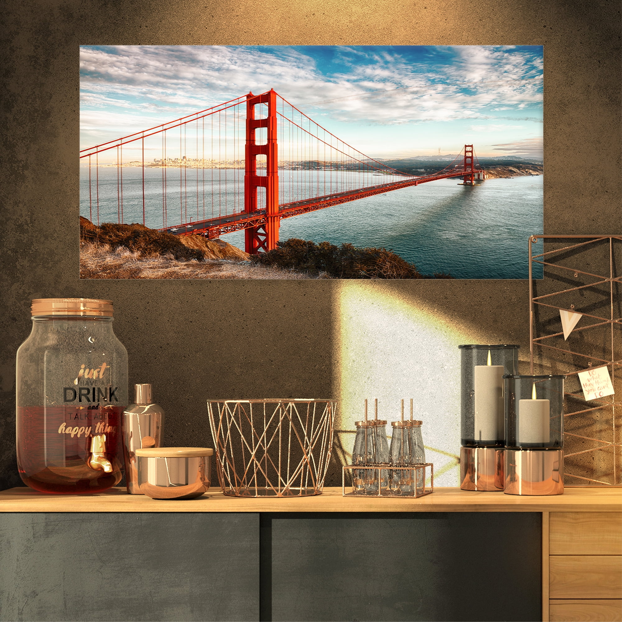 Designart 'Golden Gate Bridge in San Francisco ' Large Sea Bridge Canvas Art Print