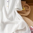 thumbnail image 6 of FDGIU 2026 Summer Women's Henley Tunic Shirt Dress, Half Sleeve Casual Loose Blouse with Buttons, 6 of 7
