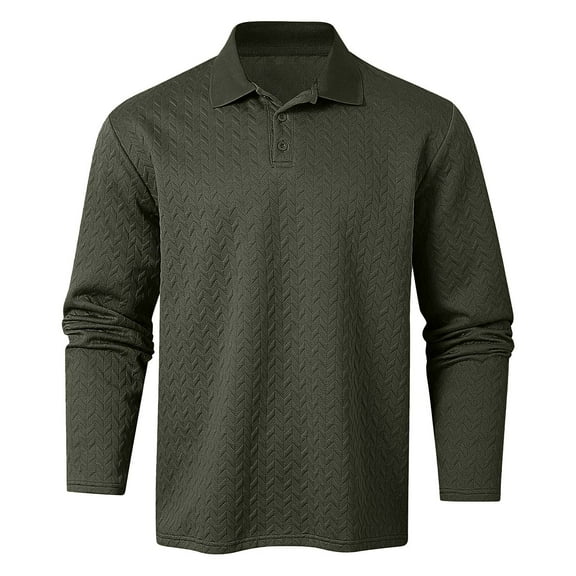 FYDUU Mens Classic Golf Shirt Men's Trendy Fall Winter Tops Texture Long Sleeve Polo Shirts Men's Sports Shirt Stylish Golf Shirts