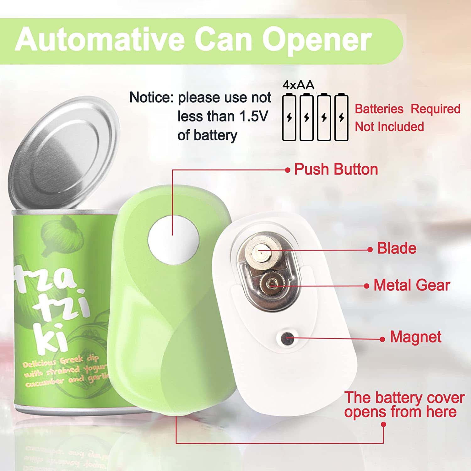 Kratax Electric Can Opener, One Touch Can Opener for Cans of Any Shape,  Auto Stop When Finished, Ergonomic, Food-Safe, Battery Operated Automatic Can  Opener Purple 