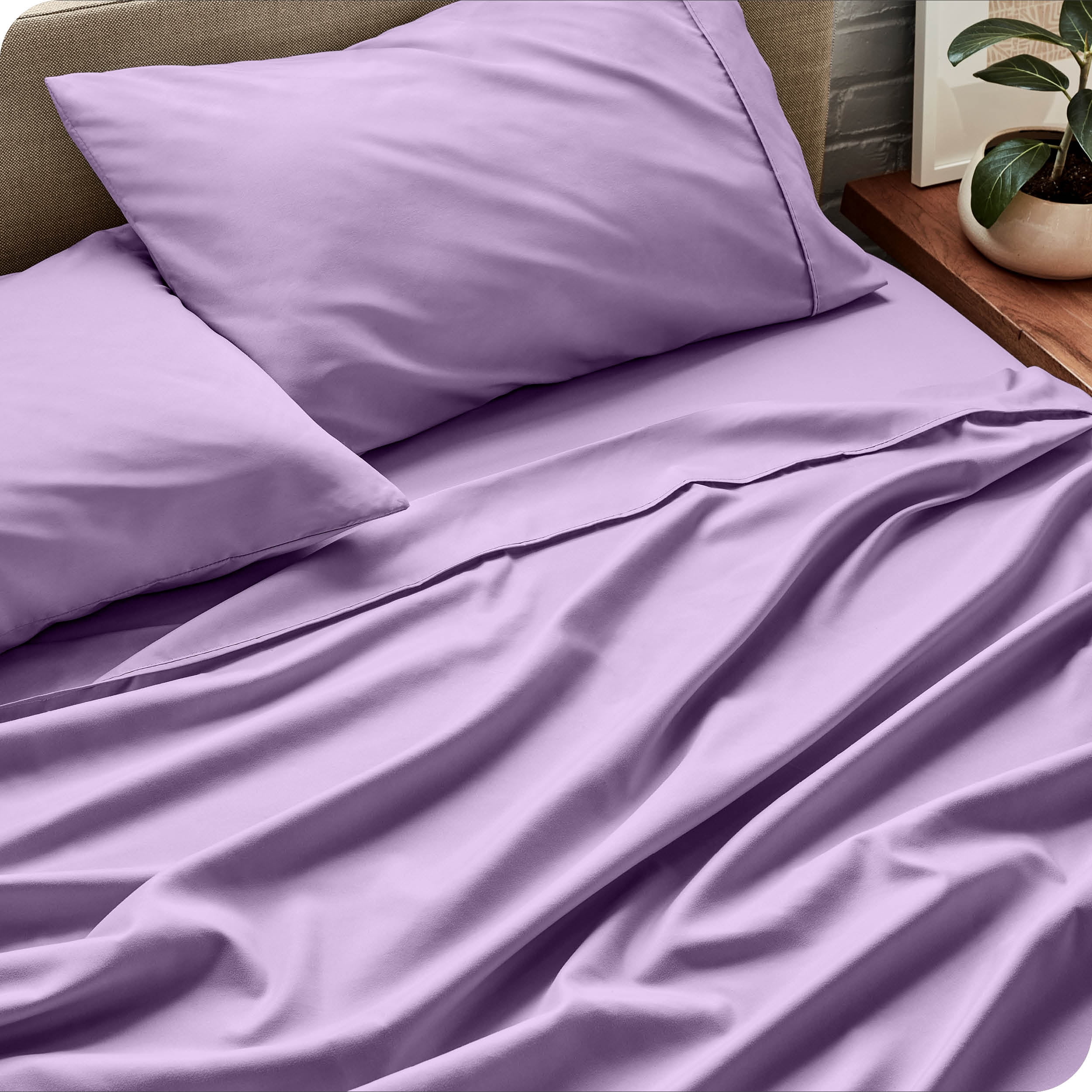 Bare Home Lavender Microfiber Sheet Set, Wrinkle Resistant, Deep Pocket, Twin