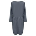 thumbnail image 3 of CHOK Cyber&Monday Deals Robes pour Femmes 2023 Manches Évasées Tunique Fluide Smockée en Coton Lin Robes Manches 3/4 Col Rond Solide Été Mini Robe Formelle Café TTTTG Liquidation un, 3 of 5
