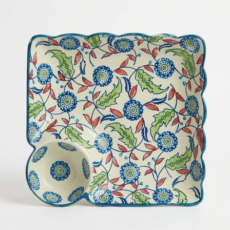 Chumbak Chips & Dip Platter Jaipur Art Deco Multicolor Ceramics 1 Pack