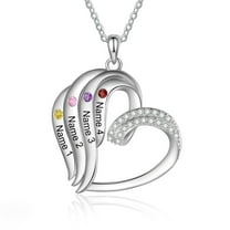 Mementos Personalized Brass Family Necklace for Women (Mother) with 4 Birthstones and Names