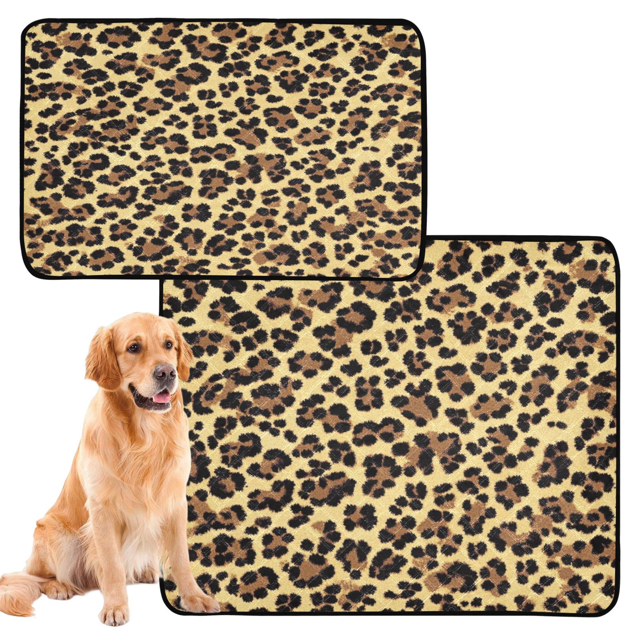 Qxltty Brown Leopard Cat litter Pads Pet Set of 3 Diaper Mats Center Anti-leakage Layer Absorbent Soft and Comfortable