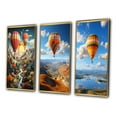 thumbnail image 3 of Designart "Orange Hot Air Ballon composition I" Hot Air Balloon Framed Wall Art Set Of 3 - Orange Hot Air Balloon Frame Gallery Wall Set For Home Decor, 3 of 7