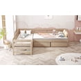 thumbnail image 6 of Twin Size L-shaped Platform Bed with Three Storage Drawers, Natural, 6 of 6