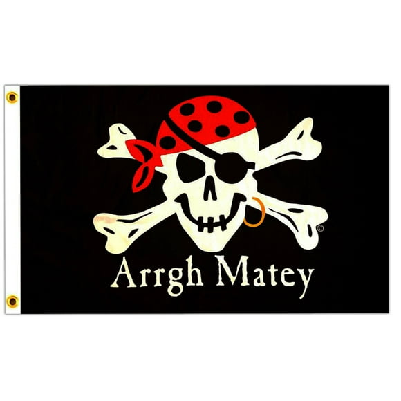 Flappin' Flags One Eyed Jack "Arrgh Matey" - 3'x5' Pirate Flag