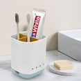 thumbnail image 2 of Bathroom Toothbrush Holder with Bamboo Divider, Detachable Design for Easy Cleaning, 3-Slot Plastic Storage Caddy for Electric Toothbrush and Toothpaste on Vanity or Sink – Blue, 2 of 14