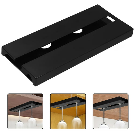 WHAMVOX  2 Pcs Drinking Glasses Storage Organizer Hanging Wine Rack Black