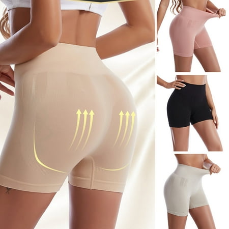 

rygai Women Underpants Breathable High Waist Slimming Solid Color Figure Shaping Tummy Control Anti-septic High Elasticity Women Boxers Inner Wear Clothes Skin Color L