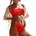 thumbnail image 1 of ENJOYW 2Pcs/Set Split Bikini Strapless Low Cut Sexy High Stretch Off Shoulder Swimwear for SwimmingPolyester, 1 of 7