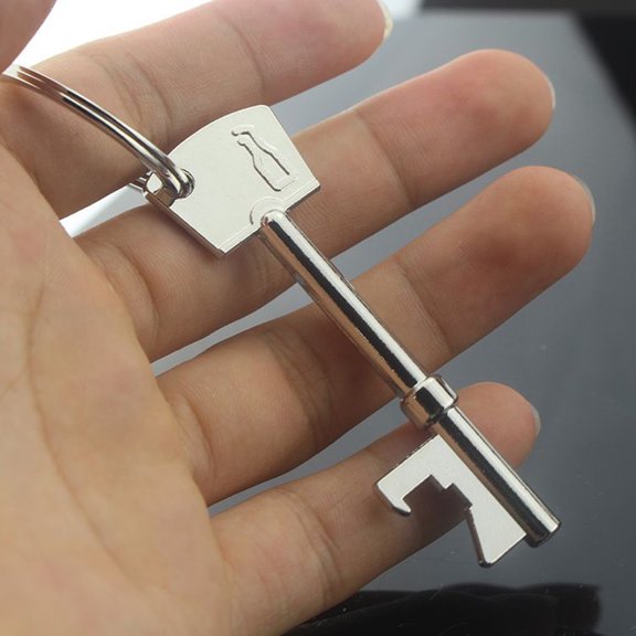 FELTECHELECTR 1Set Creative Keychain Bottle Opener for Men Small Bottle Cap Opener Silver 10 x 2.3 x 0.4in