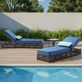 thumbnail image 3 of Opohoro 3-Pieces Adjustable Outdoor Rattan Wicker Chaise Lounge Set, Outdoor Reclining Chairs with Side Table for Garden Pool Backyard Deck, Blue, 3 of 12