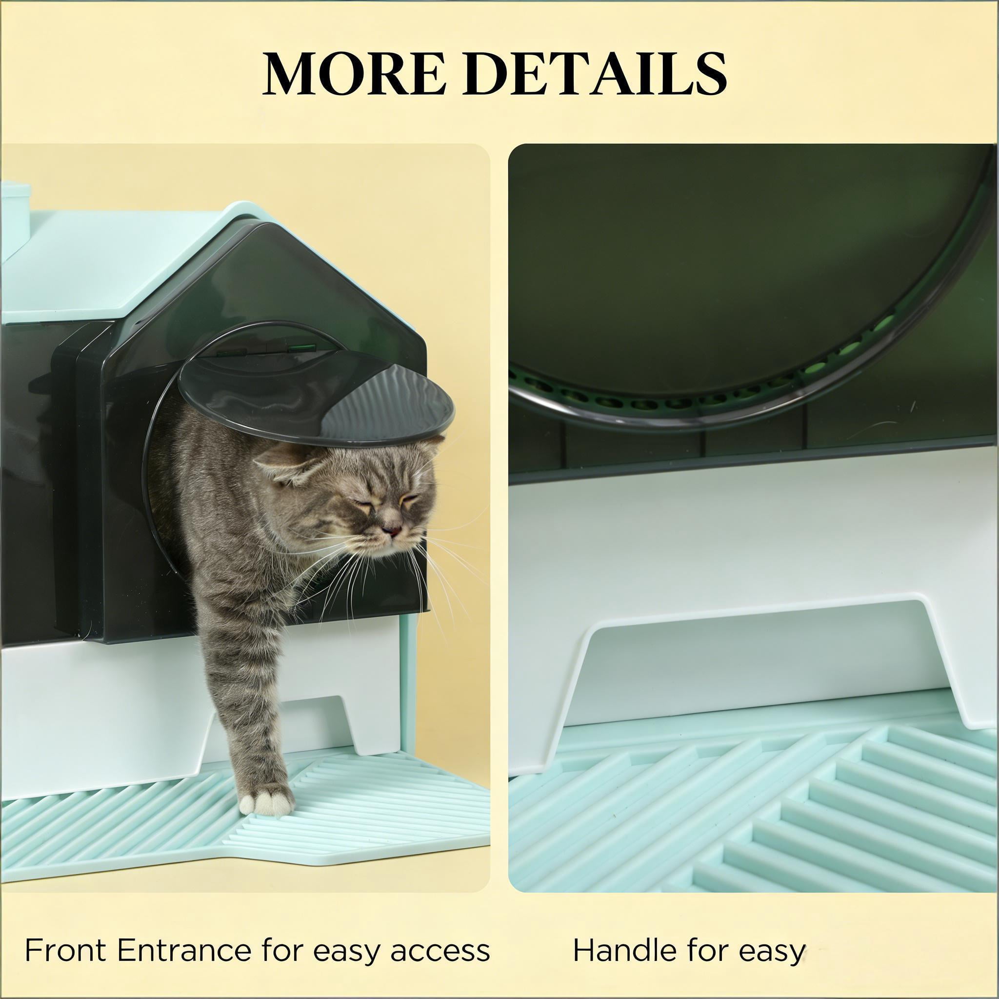 Hooded Cat Litter Box, Fully Enclosed Cat Litter Box with Drawer Tray, Odor Control with Deodorizers, Includes Scoop & Mat, House Style Litter Box for Indoor Cats