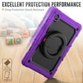 thumbnail image 6 of Samsung Galaxy Tab A8 Case 10.5 Inch 2022 SM-X200/X205/X207 with Built-in Screen Protector, Dteck Heavy Duty 3 in 1 Shockproof Bumper Full Body Drop Protection with 360° Ring Holder,Purple+Black, 6 of 8