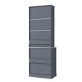 thumbnail image 3 of Modern 83.7inch High Kitchen Pantry, Freestanding Tall Kitchen Hutch with Faux Marble Top,Cupboard Cabinet with 5 Storage Drawers and Adjustable Shelf, Set of 2 (Gray), 3 of 11