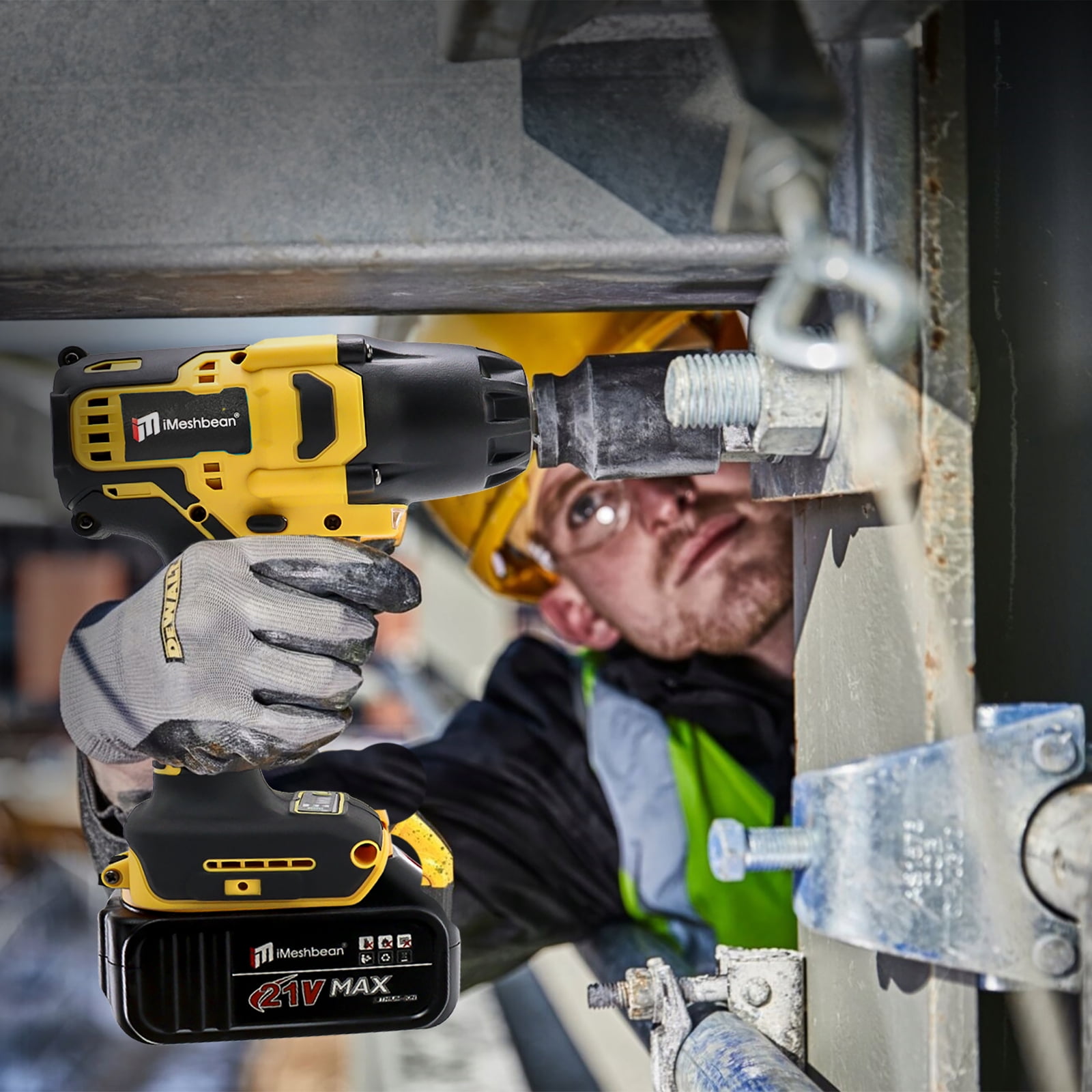 iMeshbean 1/2 inch Cordless Impact Wrench 1000N.m High Torque Power Brushless Drill 3 IN 1 Screwdriver Socket Tools