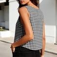 thumbnail image 5 of Women Plaid Tank Top Summer Business Casual Sleeveless Button Down Shirts Slim Fit Gingham Tops Black, 5 of 6