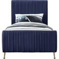 thumbnail image 3 of Maklaine Contemporary Upholstery Navy Velvet Twin Bed, 3 of 7