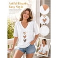 thumbnail image 5 of Mengpipi Women's Tops Summer Short Sleeve V-Neck Loose Fit Romantic Heart Patchwork Sweet Blouses 1X-4X, 5 of 9