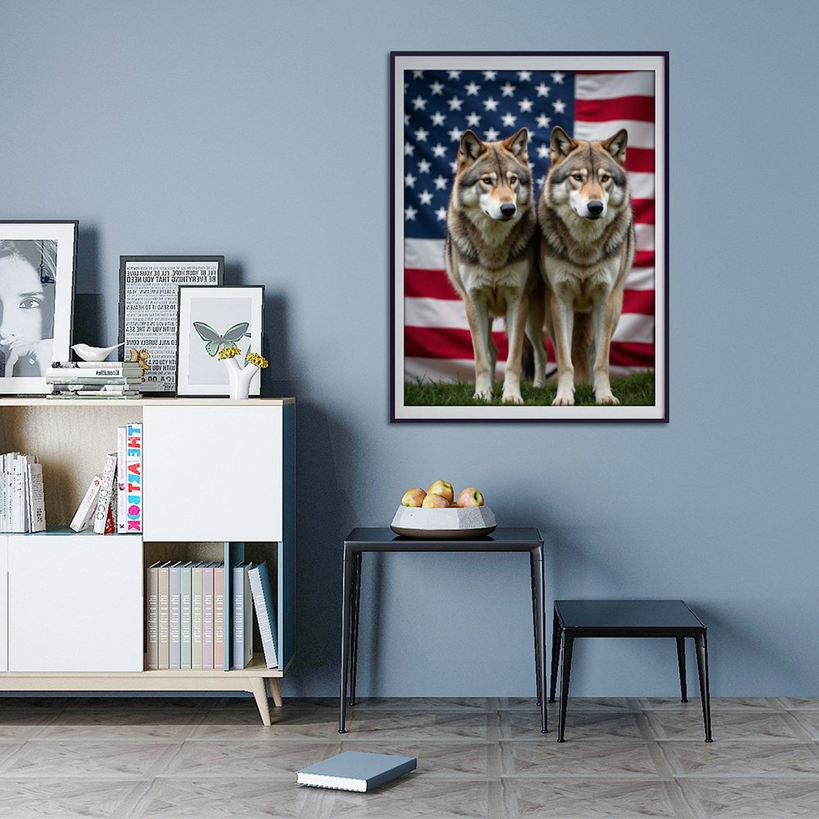 Diamond Art Kit for Adults, Wolves American Flag Patriotism Diamond Painting for Adults Beginners, 5D DIY Diamond Art Painting Kits, Colorful Diamond Painting Craft for Home Decor 12x16