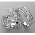thumbnail image 3 of 3Ct Simulated Diamond 14K White Gold Plated His & Her Wedding Trio Ring Set Round Cut, 3 of 4