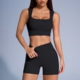 thumbnail image 5 of Women Workout Sets Build in Bra 2 Piece Outfits Tank Tops Tummy Control Shorts Yoga Gym Active Wear Clothing Set Bra Tank Tops Sports Bra Gym Clothes Sets (L,Black), 5 of 6