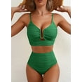 thumbnail image 4 of Bikini Herseas acanalado con aro en U y cuello en V, tiro alto, verde oscuro, talla L, 4 of 6