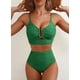 thumbnail image 4 of Bikini Herseas acanalado con aro en U y cuello en V, tiro alto, verde oscuro, talla L, 4 of 6