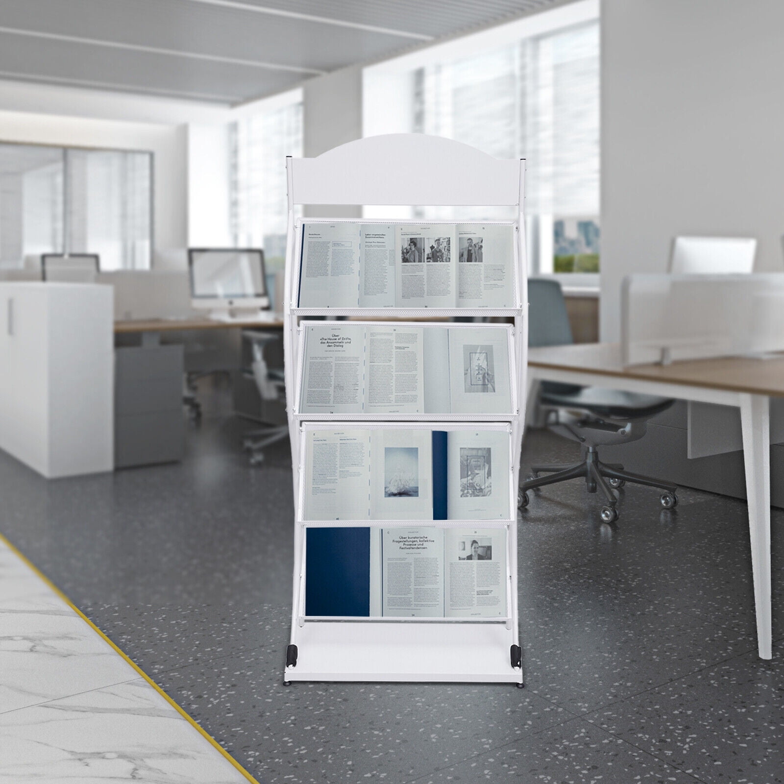 FETCOI Newspaper Magazine Display Rack Stand Iron Book Rack Floor